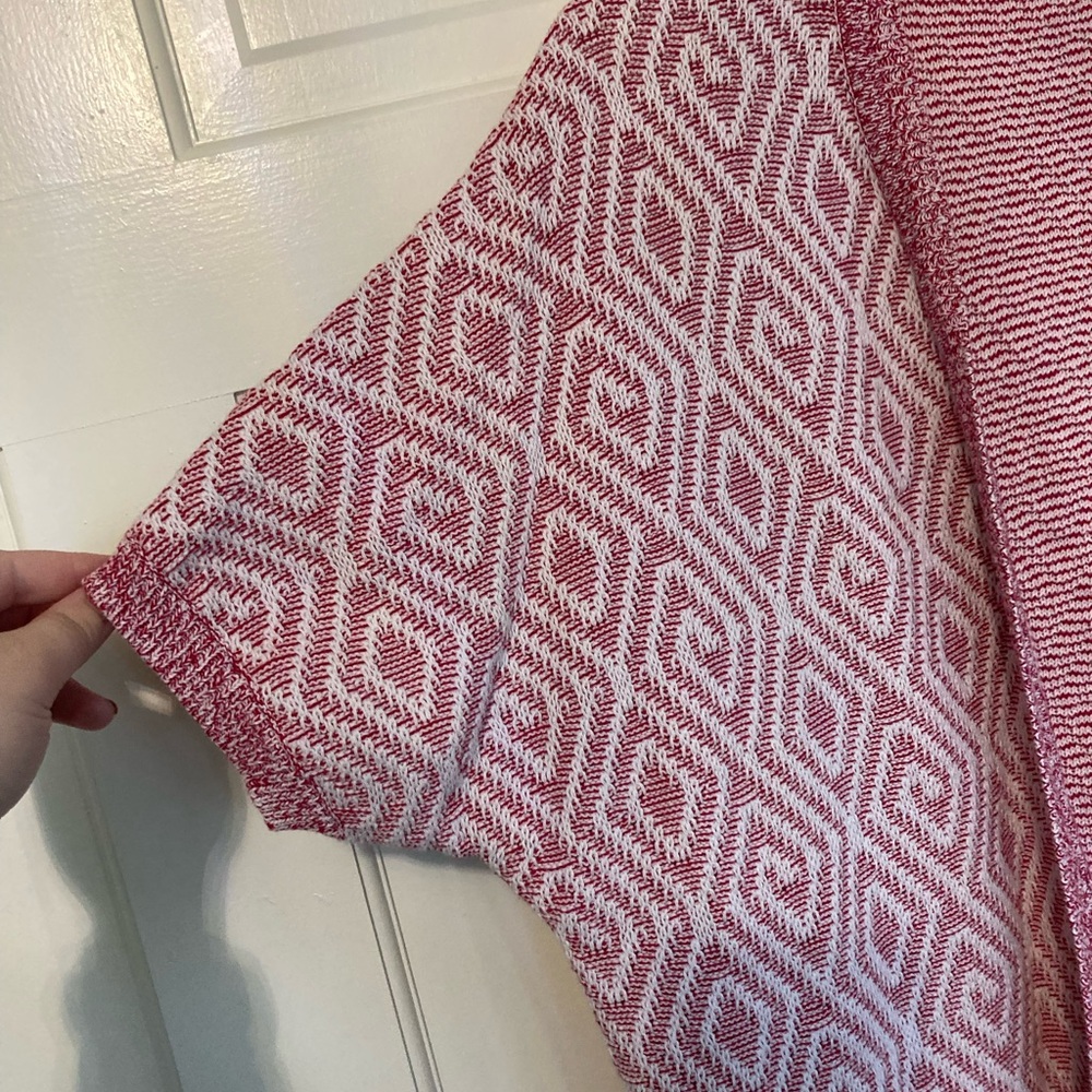 C. Wonder Pink and White Cardigan with Fringe - Picture 2 of 4